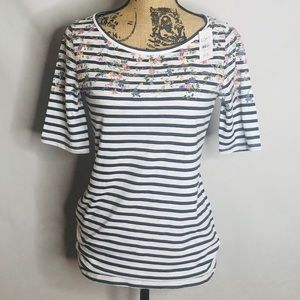 LOFT striped floral print top size XS NWT
